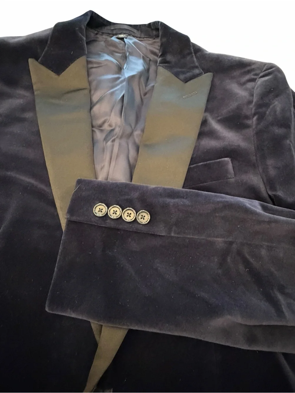 J CREW Ludlow Shawl Collar Tuxedo Dinner Jacket Mens 42 R Slim Navy Blue Velvet
